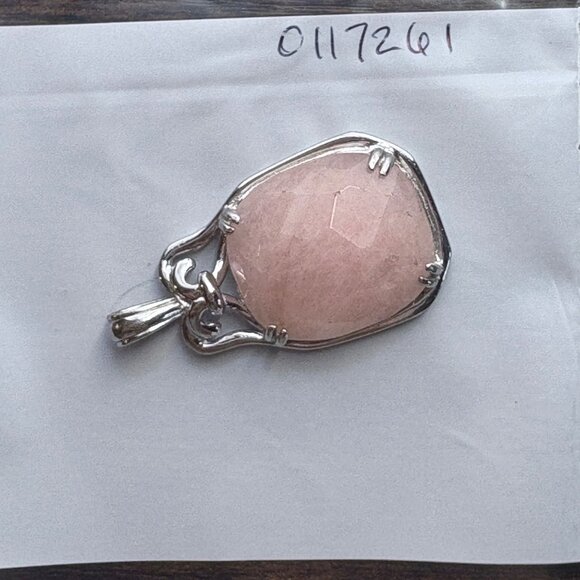 VTG Sterling Silver 925 Rose Quartz Prong Set Pendant Size 1.5" Length - Picture 10 of 10